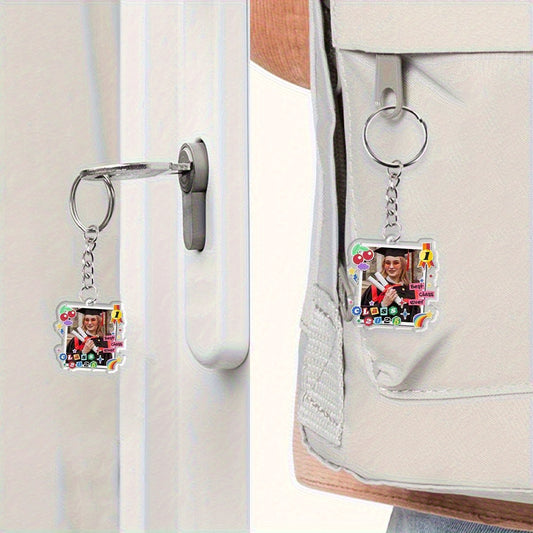 Custom Message Keychain,Any Photo and Any Text Keychain, Photo Gifts, Personalised Photo Keyring, Birthday Gift for Family, Friends, Couples