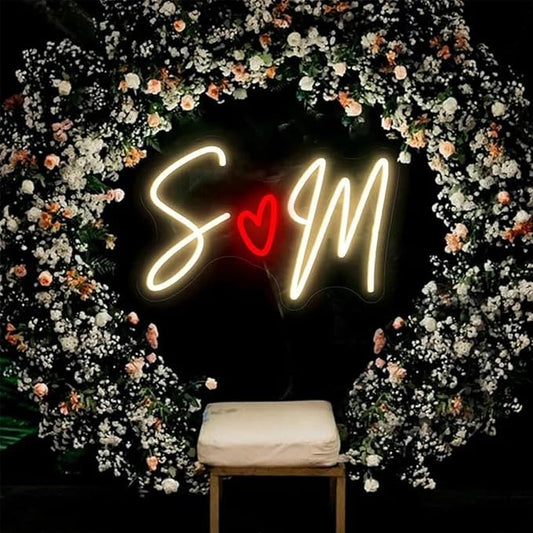 Personalized Heart Led Neon Light, Custom Couple Name LED Neon Sign