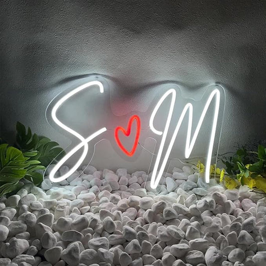 Personalized Heart Led Neon Light, Custom Couple Name LED Neon Sign